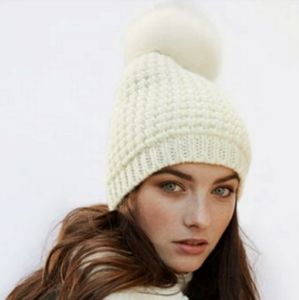 Fox Fur Pom Pom Beanie from KYI KYI